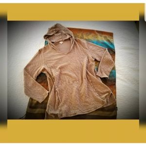Mocha pullover hoodie 100% cotton pockets Large
